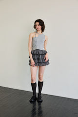 BEBE UNBALANCE SLEEVELESS TOP / GRAY
