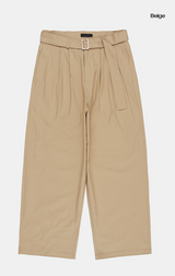 カーリーベルトピンタックワイドチノパンツ