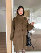 wool high-neck toggle half coat