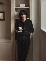 Maro stitch pleated pants