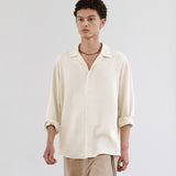 ルーズフィットオープンカラーリネンシャツ [oatmeal]
