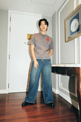 DVRK PRIVÉ HEART LOGO BOXY KNITTED T-SHIRT - GREY