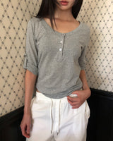 ビジュン ロールアップ 7分袖Tシャツ