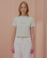 LOVE RIBBON CROP TSHIRT-MINT