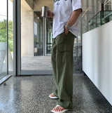 Maret Ice Linen Cargo Banding Wide Pants