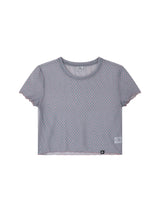 MESH CHECK CROP TEE (PINK)