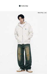 vintage balloon wide denim pants (muddy indigo)