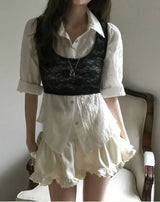 [ back ribbon ] rose - land lace bustier top