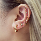 gold tube small huggie hoop 14k gold plating + 925 silver earrings E062-01G