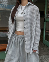 Chocolate Seersucker Boyfit Check Shirt