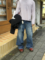 No.1400レタリングワイドデニムパンツ