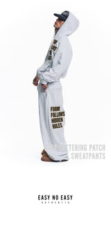 Star Lettering Patch Sweat Pants - White