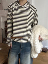 [Unisex]Stripe inner hood long sleeves(3color)