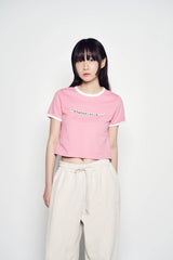 25SS スネークイニシャルリンガークロップ半袖Tシャツ パステルピンク