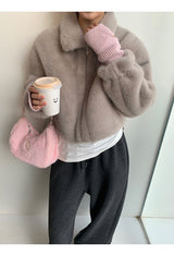 ミンクカラーショートジップアップファージャンパージャケット