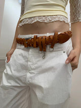 Wide leather chain belt(2c)