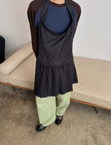  halter pleats layered dress