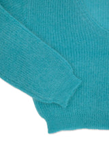 Mohair v-neck knit_teal