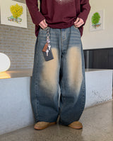 ラボンサイドタックワイドデニムパンツ