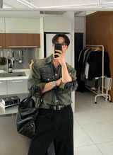 Our Western Overfit Two Pocket Denim Shirt
