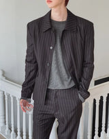 Bonnen Stripe Hidden Button Blazer