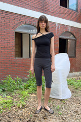STRING OFF SHOULDER TOP - BLACK