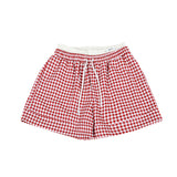 Layered waist gingham check shorts (RED)