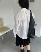ヌミットラインストライプシースルールーズシャツ 2C