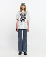 ベルベットプリントオーバーサイズTシャツ _ WHITE