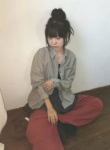 26FW★ [BAONHAUS] Half-Len Over Stripe Shirt