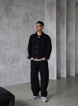 [UNISEX] カーペンターブラックデニムワイドパンツ