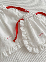 Initial Label Frill Pocket Red String Medium Size