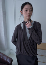 Lotus Drape Scarf Top (Brown)