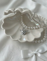 [チョ・ユリ, チュウ Necklace] エンジェリックハートロックレイヤードネックレス - Silver Color