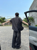 Linen check half shirts