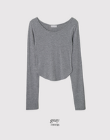 ベーシックUネックスリム長袖Tシャツ(5color)