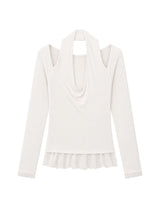 SCARF FUR FRILL T-SHIRT(IVORY)