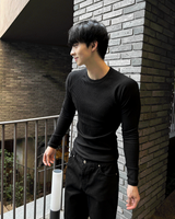 muscle-fit raglan ribbed knitwear