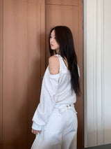 Fine X Strap Two-way Button Wide Long Pants