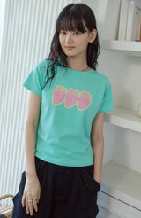 26SS★ ポップストロベリークロップ半袖Tシャツ