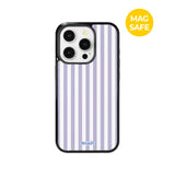 【MADE】パステル ストライプ パープルブルー アイフォン ケース [Glossy Glass/Magsafe]