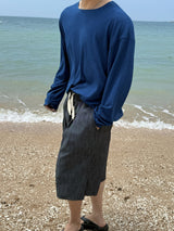 Lur linen denim bermuda pants