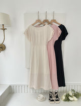 Opil Balloon Sleeve Linen Long One Piece