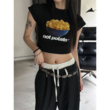 スリムプリンティングクロップTシャツ(2color)