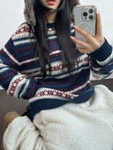 ノルディックスノーフラワーディアニット🦌❤💙🩶3COLOR