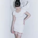 ロゼット リボン ドレス (WHITE)