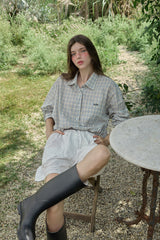Peeky check shirt_skyblue