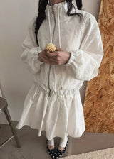 Embroidered Lace Cropped Hooded Windbreaker Jacket