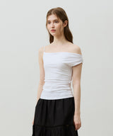 SHERRY UNBALANCE SHIRRLING TOP / WHITE