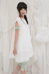 COUNTRY FLARE LINEN DRESS / WHITE